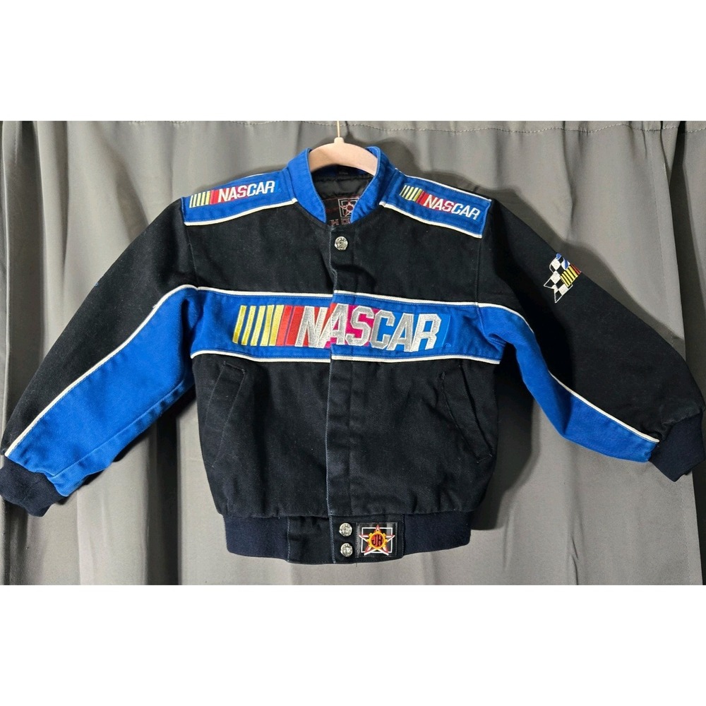 Vintage NASCAR JH Racing Bomber Coat 100% Cotton Kids Size Small